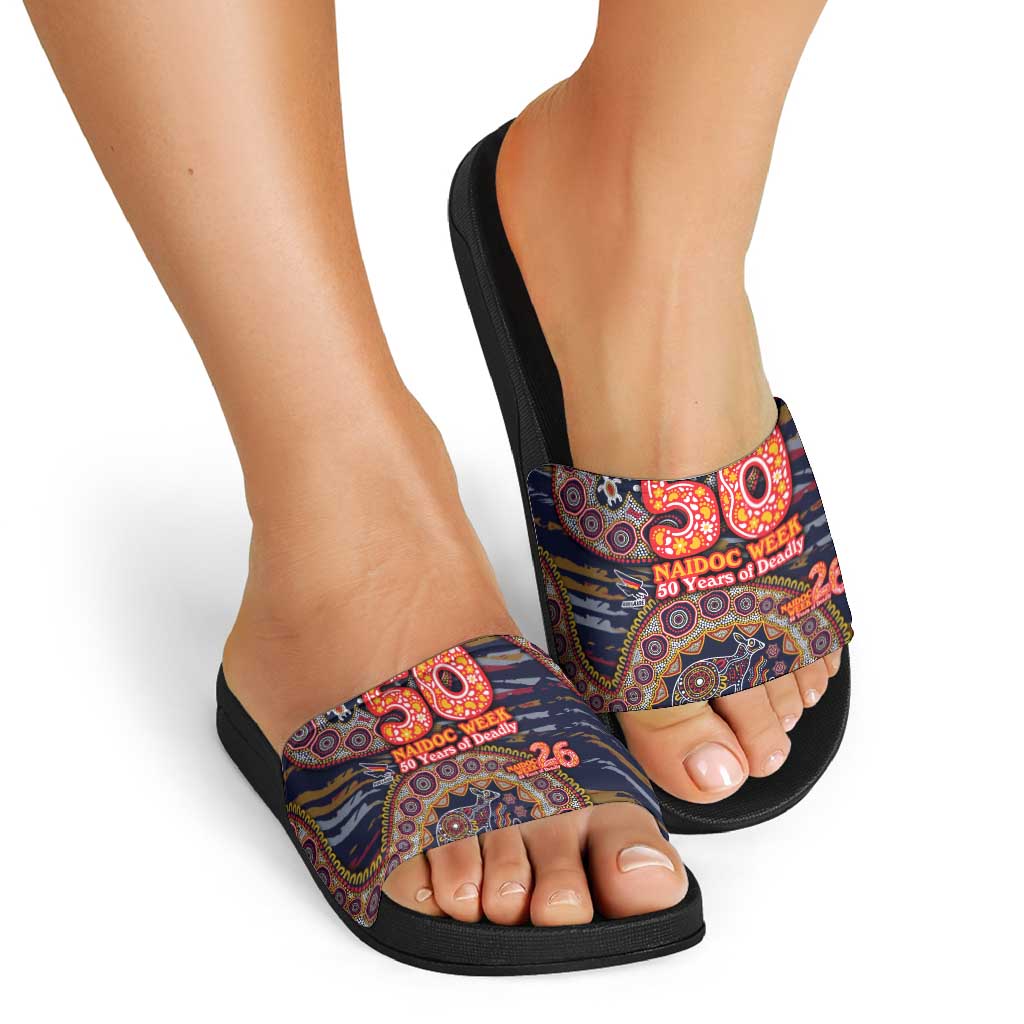 Adelaide Crows NAIDOC Week 2026 Slide Sandals Australian Aboriginal Dot Art Dreamtime Pattern Style
