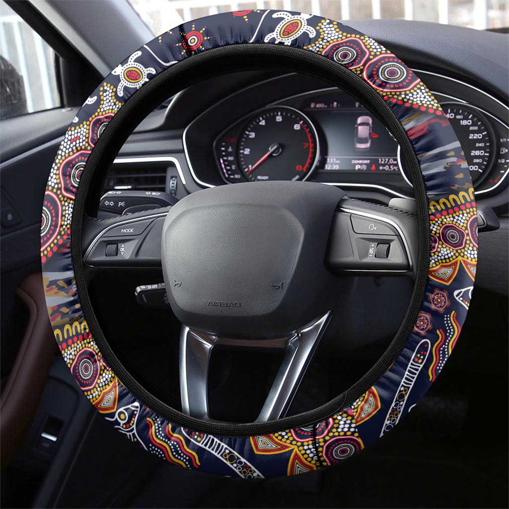 Adelaide Crows NAIDOC Week 2026 Steering Wheel Cover Australian Aboriginal Dot Art Dreamtime Pattern Style