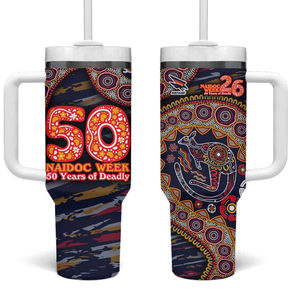 Adelaide Crows NAIDOC Week 2026 Tumbler With Handle Australian Aboriginal Dot Art Dreamtime Pattern Style