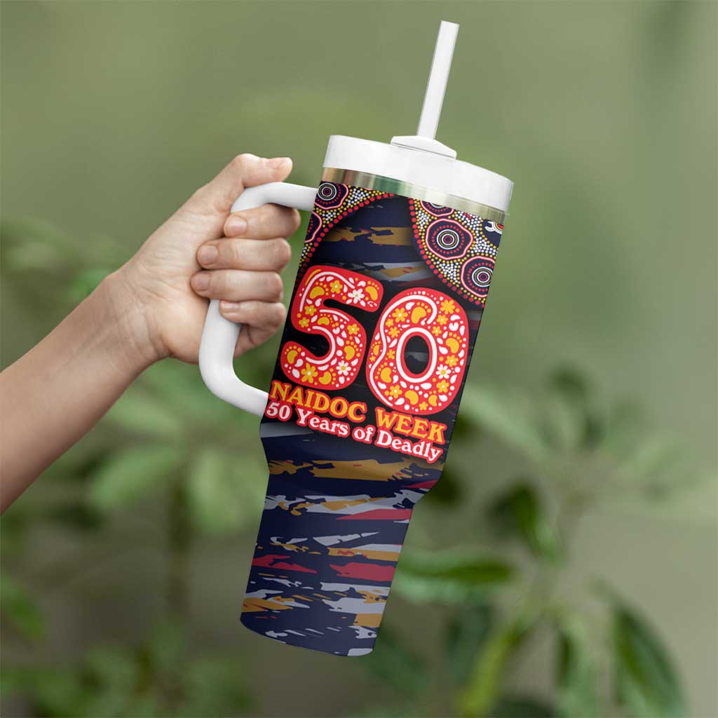 Adelaide Crows NAIDOC Week 2026 Tumbler With Handle Australian Aboriginal Dot Art Dreamtime Pattern Style