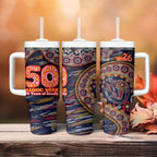 Adelaide Crows NAIDOC Week 2026 Tumbler With Handle Australian Aboriginal Dot Art Dreamtime Pattern Style