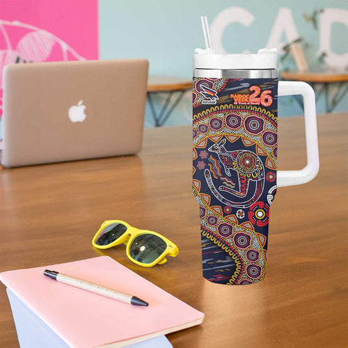 Adelaide Crows NAIDOC Week 2026 Tumbler With Handle Australian Aboriginal Dot Art Dreamtime Pattern Style
