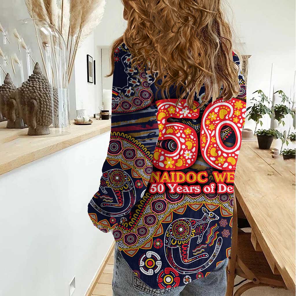 Adelaide Crows NAIDOC Week 2026 Women Casual Shirt Australian Aboriginal Dot Art Dreamtime Pattern Style