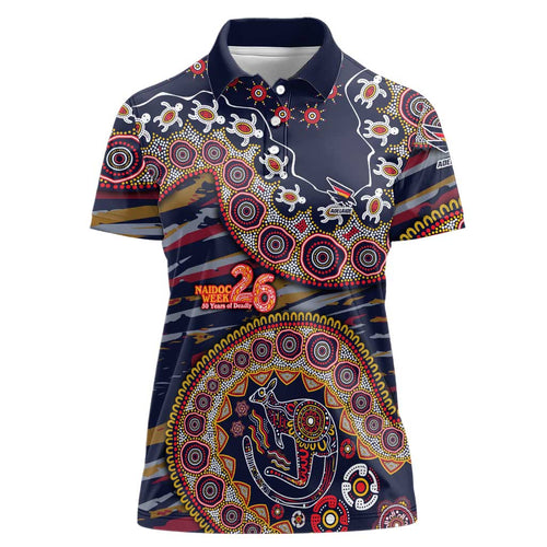 Adelaide Crows NAIDOC Week 2026 Women Polo Shirt Australian Aboriginal Dot Art Dreamtime Pattern Style