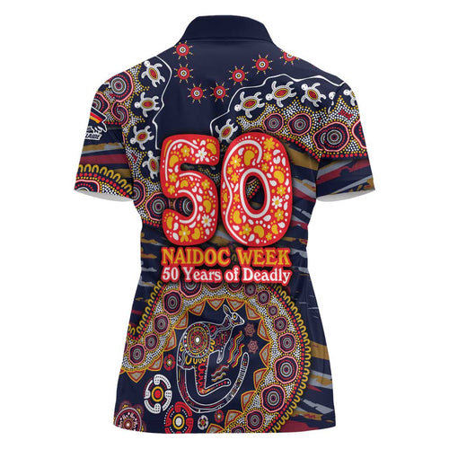 Adelaide Crows NAIDOC Week 2026 Women Polo Shirt Australian Aboriginal Dot Art Dreamtime Pattern Style