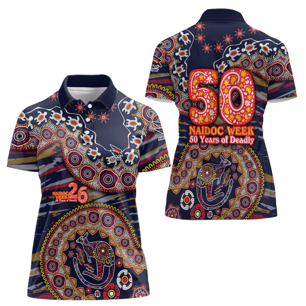Adelaide Crows NAIDOC Week 2026 Women Polo Shirt Australian Aboriginal Dot Art Dreamtime Pattern Style