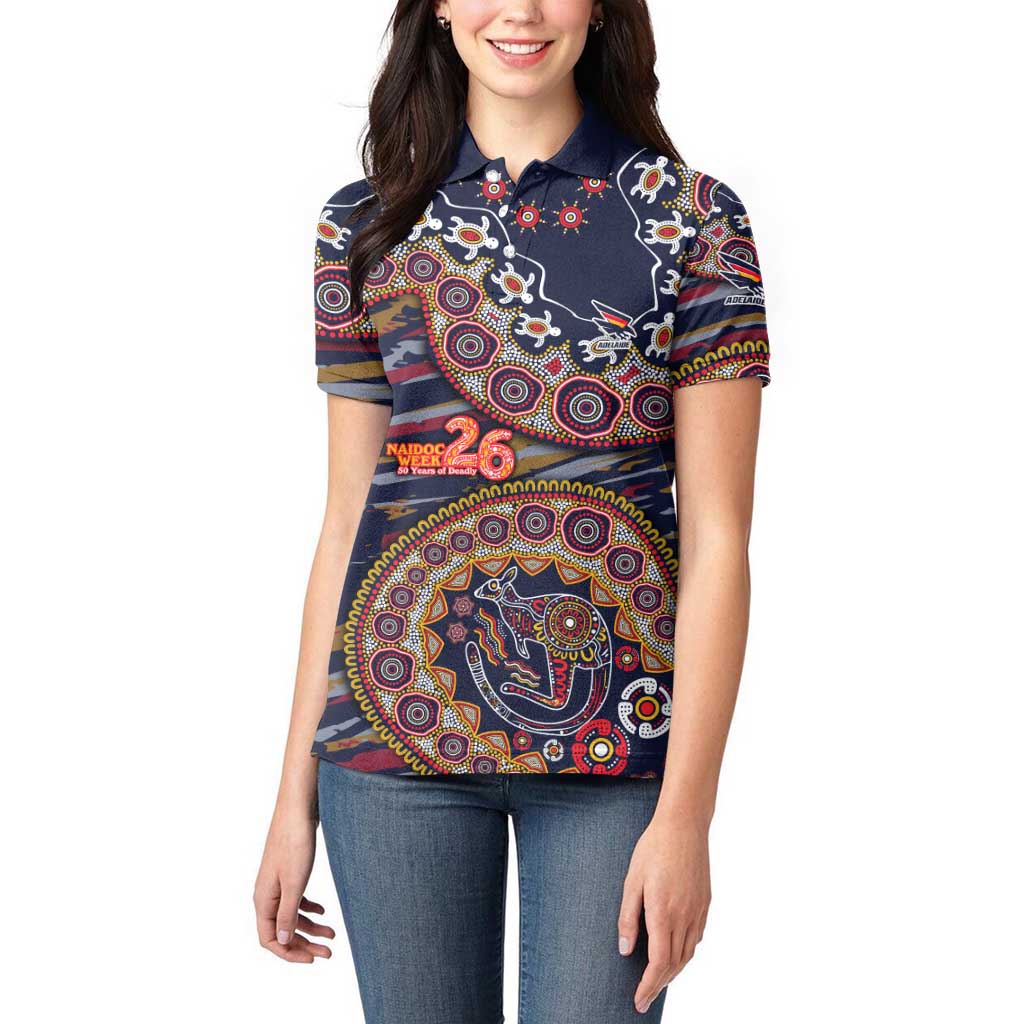 Adelaide Crows NAIDOC Week 2026 Women Polo Shirt Australian Aboriginal Dot Art Dreamtime Pattern Style