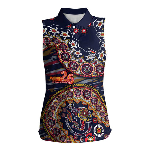 Adelaide Crows NAIDOC Week 2026 Women Sleeveless Polo Shirt Australian Aboriginal Dot Art Dreamtime Pattern Style