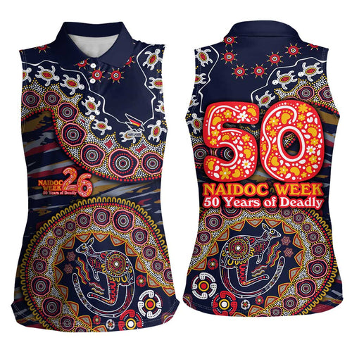 Adelaide Crows NAIDOC Week 2026 Women Sleeveless Polo Shirt Australian Aboriginal Dot Art Dreamtime Pattern Style