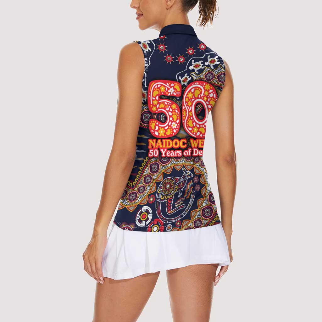 Adelaide Crows NAIDOC Week 2026 Women Sleeveless Polo Shirt Australian Aboriginal Dot Art Dreamtime Pattern Style