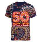Adelaide Crows NAIDOC Week 2026 Women V-Neck T-Shirt Australian Aboriginal Dot Art Dreamtime Pattern Style