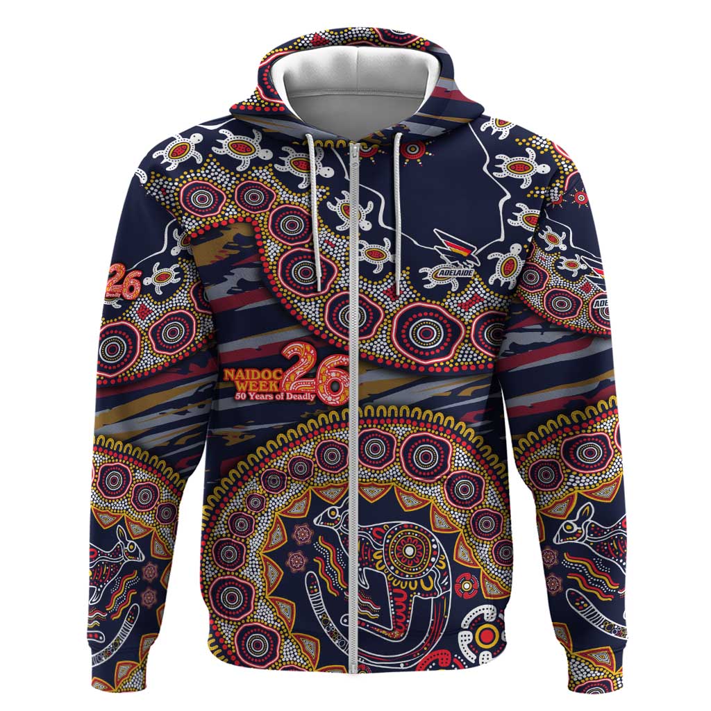 Adelaide Crows NAIDOC Week 2026 Zip Hoodie Australian Aboriginal Dot Art Dreamtime Pattern Style
