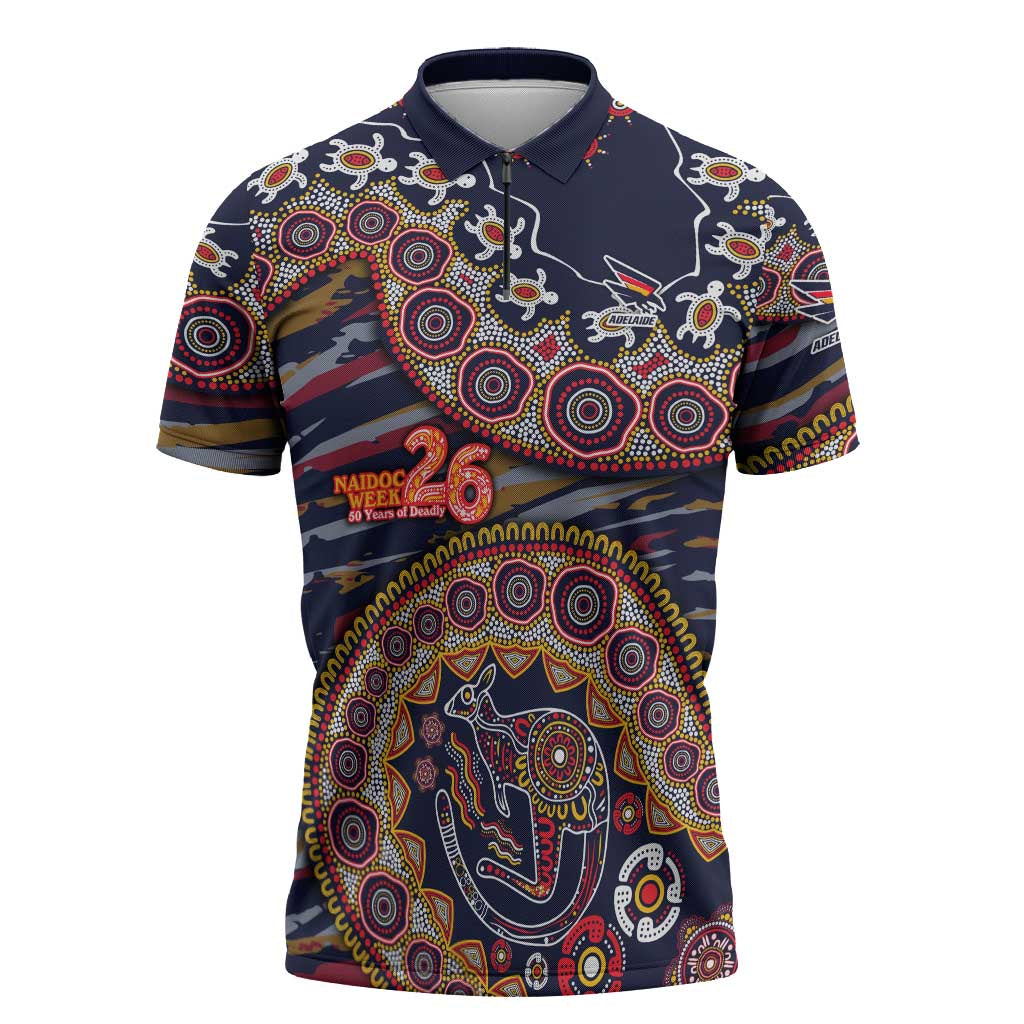 Adelaide Crows NAIDOC Week 2026 Zipper Polo Shirt Australian Aboriginal Dot Art Dreamtime Pattern Style