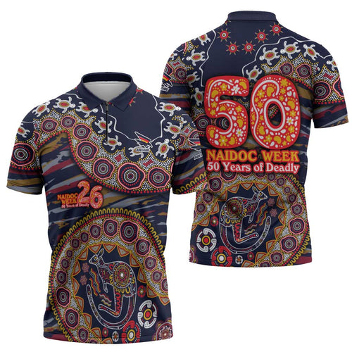 Adelaide Crows NAIDOC Week 2026 Zipper Polo Shirt Australian Aboriginal Dot Art Dreamtime Pattern Style