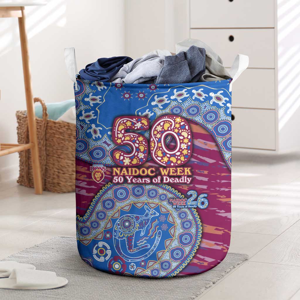 Brisbane Lions NAIDOC Week 2026 Laundry Basket Australian Aboriginal Dot Art Dreamtime Pattern Style