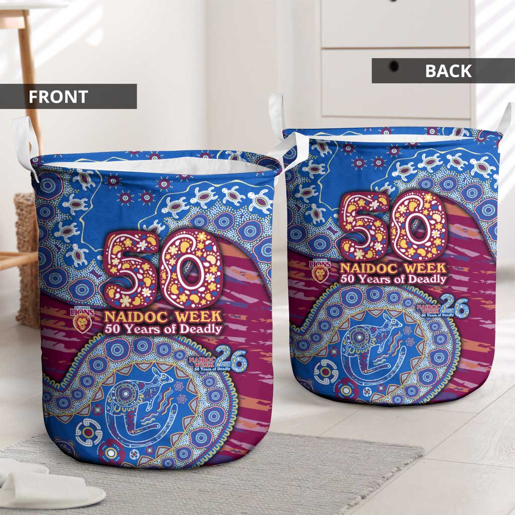 Brisbane Lions NAIDOC Week 2026 Laundry Basket Australian Aboriginal Dot Art Dreamtime Pattern Style