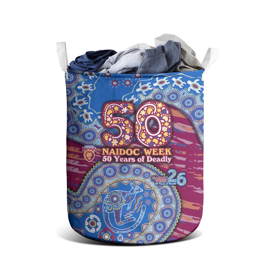 Brisbane Lions NAIDOC Week 2026 Laundry Basket Australian Aboriginal Dot Art Dreamtime Pattern Style