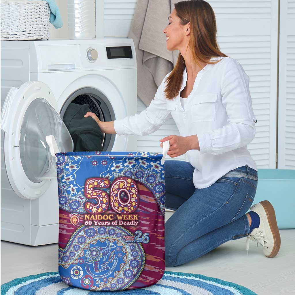 Brisbane Lions NAIDOC Week 2026 Laundry Basket Australian Aboriginal Dot Art Dreamtime Pattern Style