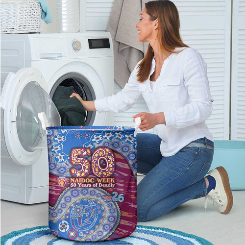 Brisbane Lions NAIDOC Week 2026 Laundry Basket Australian Aboriginal Dot Art Dreamtime Pattern Style