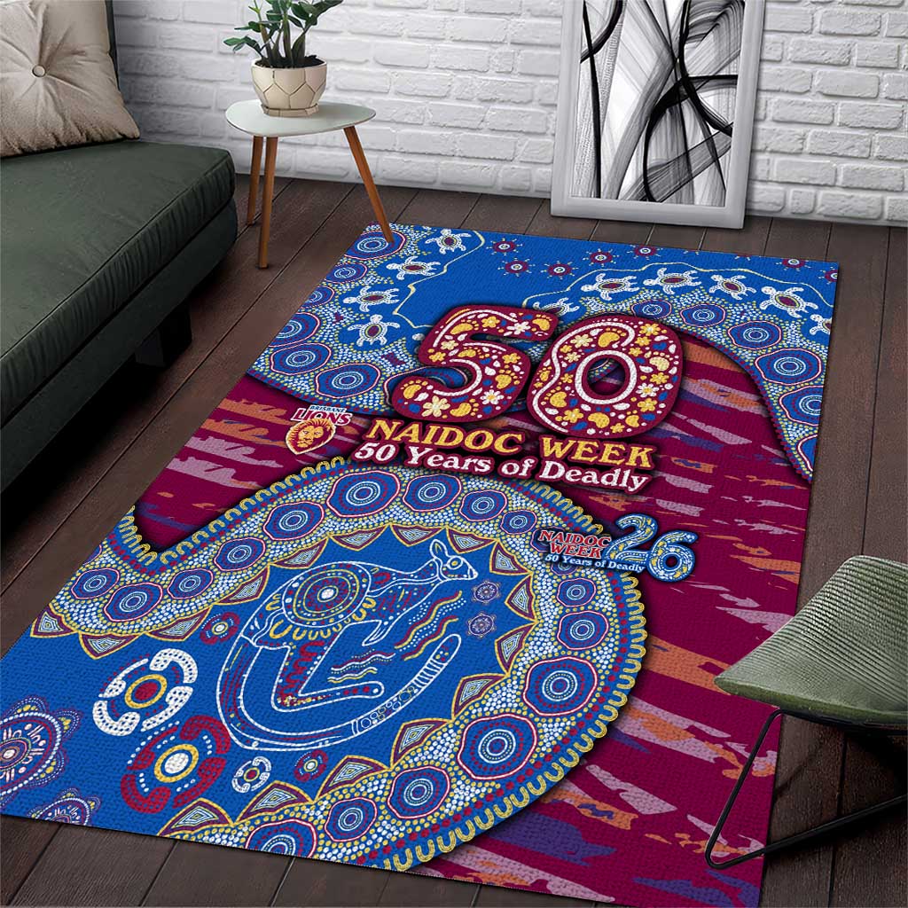 Brisbane Lions NAIDOC Week 2026 Area Rug Australian Aboriginal Dot Art Dreamtime Pattern Style