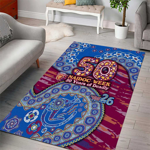 Brisbane Lions NAIDOC Week 2026 Area Rug Australian Aboriginal Dot Art Dreamtime Pattern Style