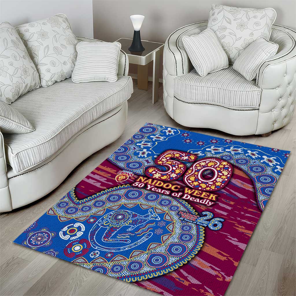 Brisbane Lions NAIDOC Week 2026 Area Rug Australian Aboriginal Dot Art Dreamtime Pattern Style