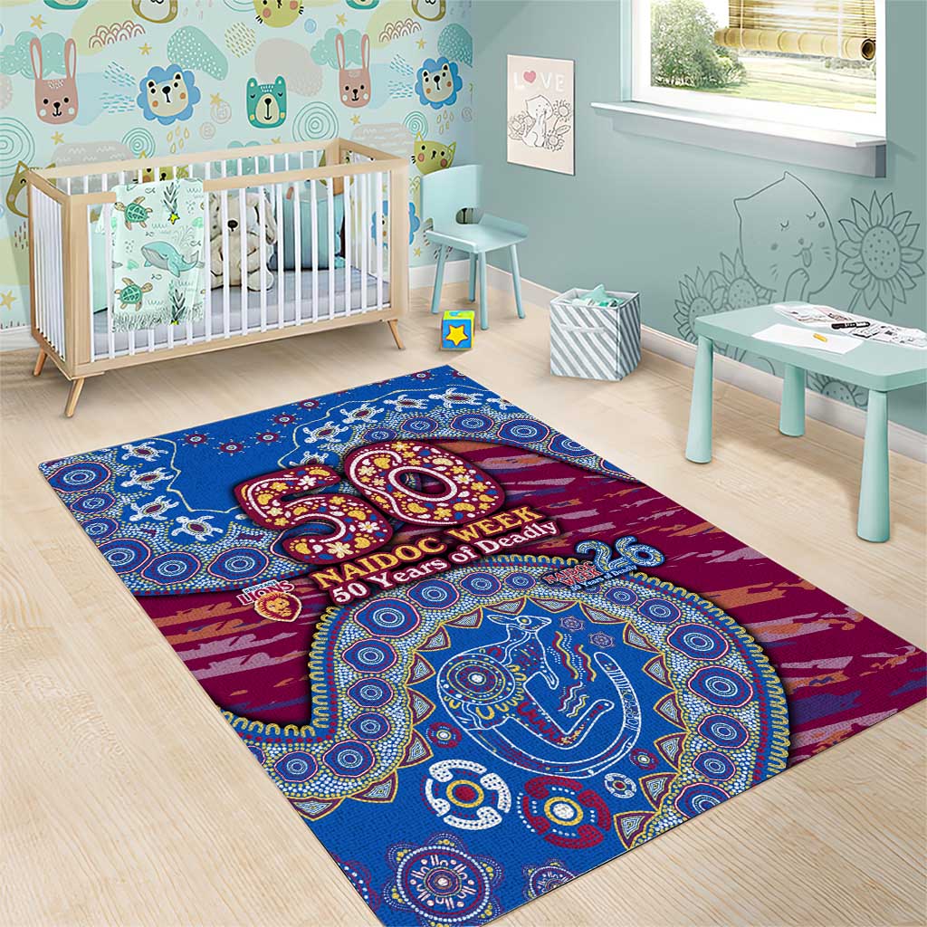 Brisbane Lions NAIDOC Week 2026 Area Rug Australian Aboriginal Dot Art Dreamtime Pattern Style