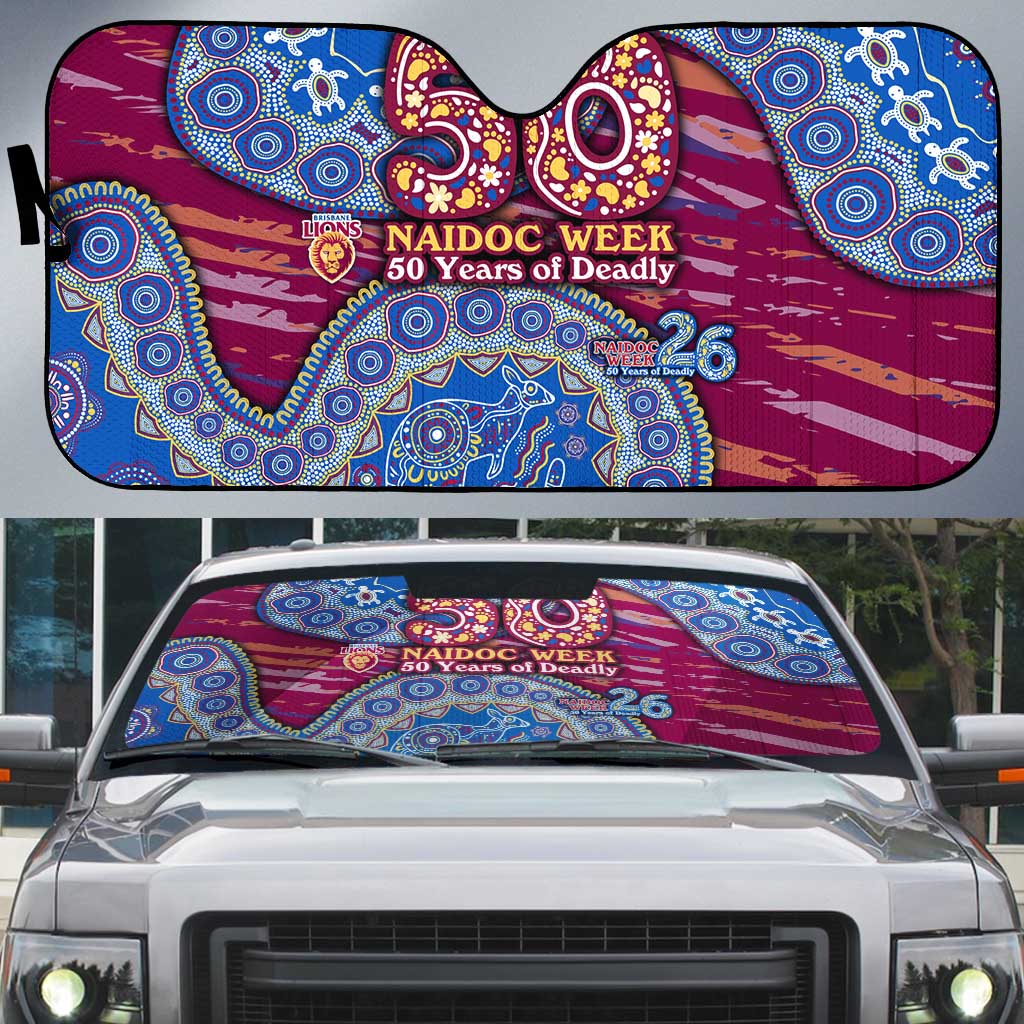 Brisbane Lions NAIDOC Week 2026 Auto Sun Shade Australian Aboriginal Dot Art Dreamtime Pattern Style