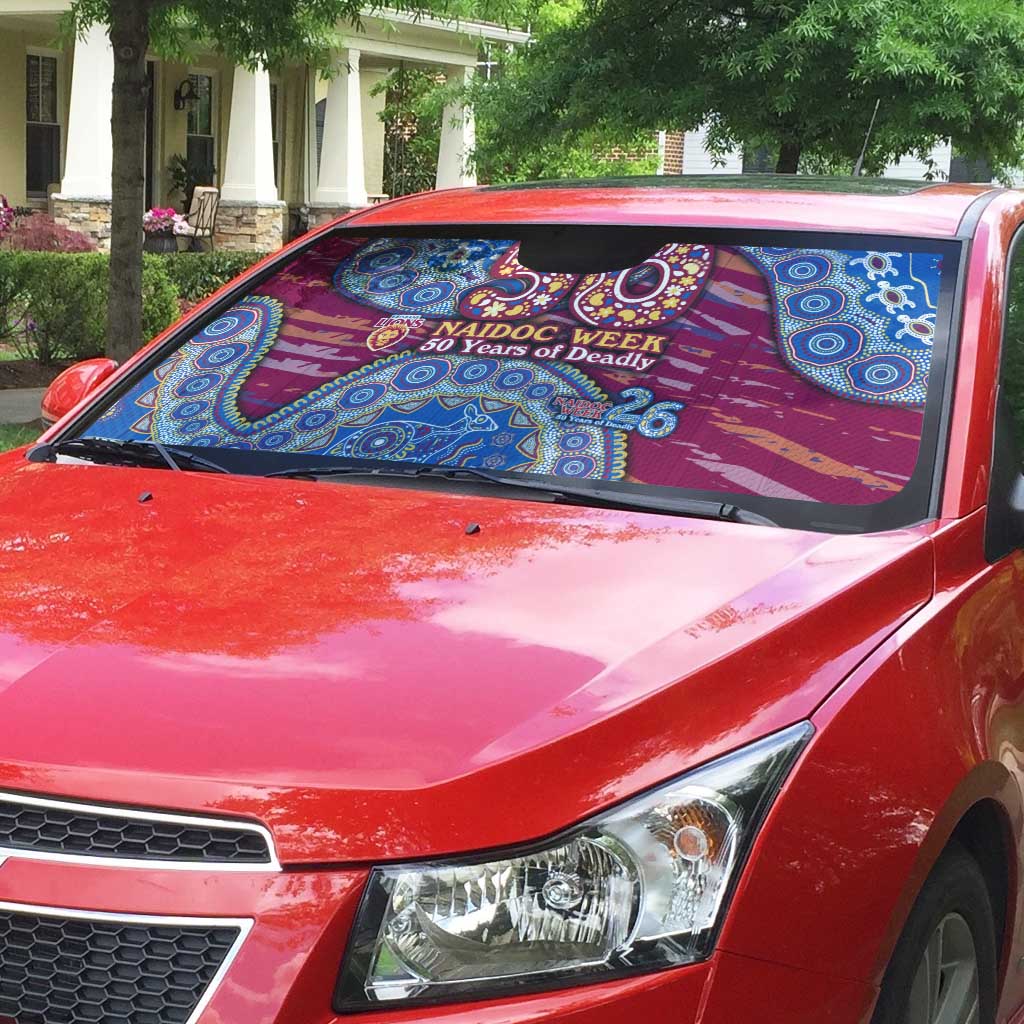 Brisbane Lions NAIDOC Week 2026 Auto Sun Shade Australian Aboriginal Dot Art Dreamtime Pattern Style