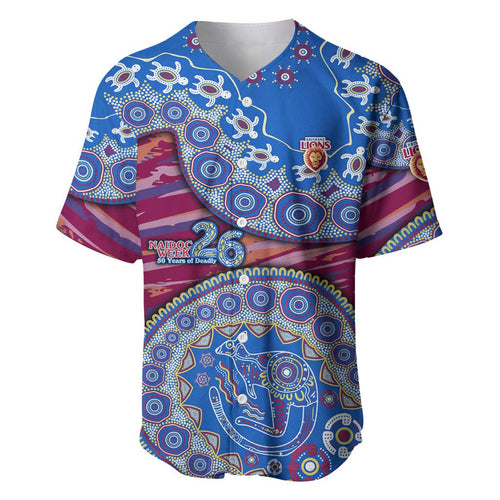 Brisbane Lions NAIDOC Week 2026 Baseball Jersey Australian Aboriginal Dot Art Dreamtime Pattern Style