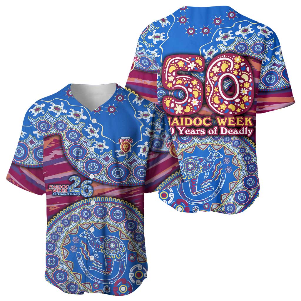 Brisbane Lions NAIDOC Week 2026 Baseball Jersey Australian Aboriginal Dot Art Dreamtime Pattern Style