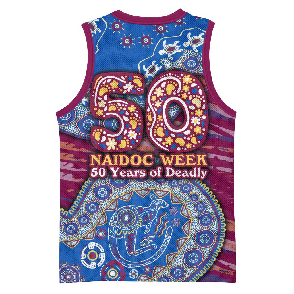 Brisbane Lions NAIDOC Week 2026 Basketball Jersey Australian Aboriginal Dot Art Dreamtime Pattern Style