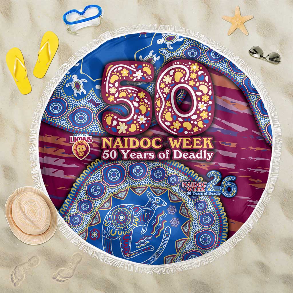 Brisbane Lions NAIDOC Week 2026 Beach Blanket Australian Aboriginal Dot Art Dreamtime Pattern Style