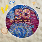 Brisbane Lions NAIDOC Week 2026 Beach Blanket Australian Aboriginal Dot Art Dreamtime Pattern Style