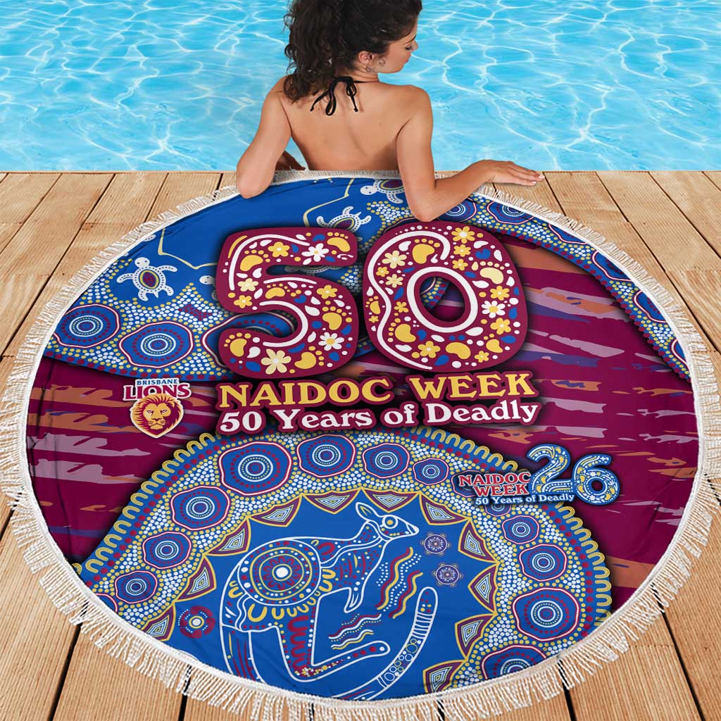 Brisbane Lions NAIDOC Week 2026 Beach Blanket Australian Aboriginal Dot Art Dreamtime Pattern Style