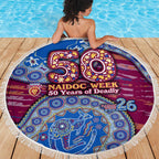 Brisbane Lions NAIDOC Week 2026 Beach Blanket Australian Aboriginal Dot Art Dreamtime Pattern Style