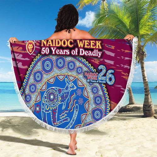 Brisbane Lions NAIDOC Week 2026 Beach Blanket Australian Aboriginal Dot Art Dreamtime Pattern Style