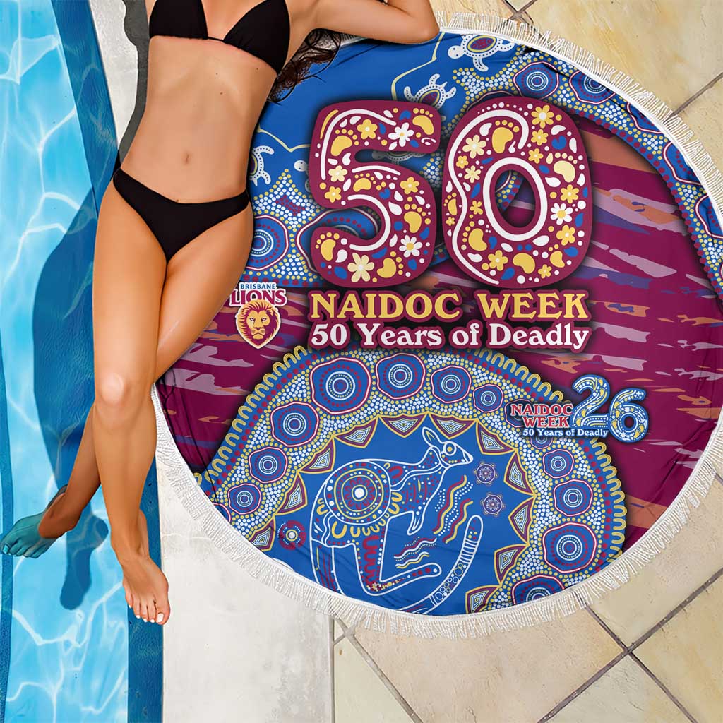 Brisbane Lions NAIDOC Week 2026 Beach Blanket Australian Aboriginal Dot Art Dreamtime Pattern Style