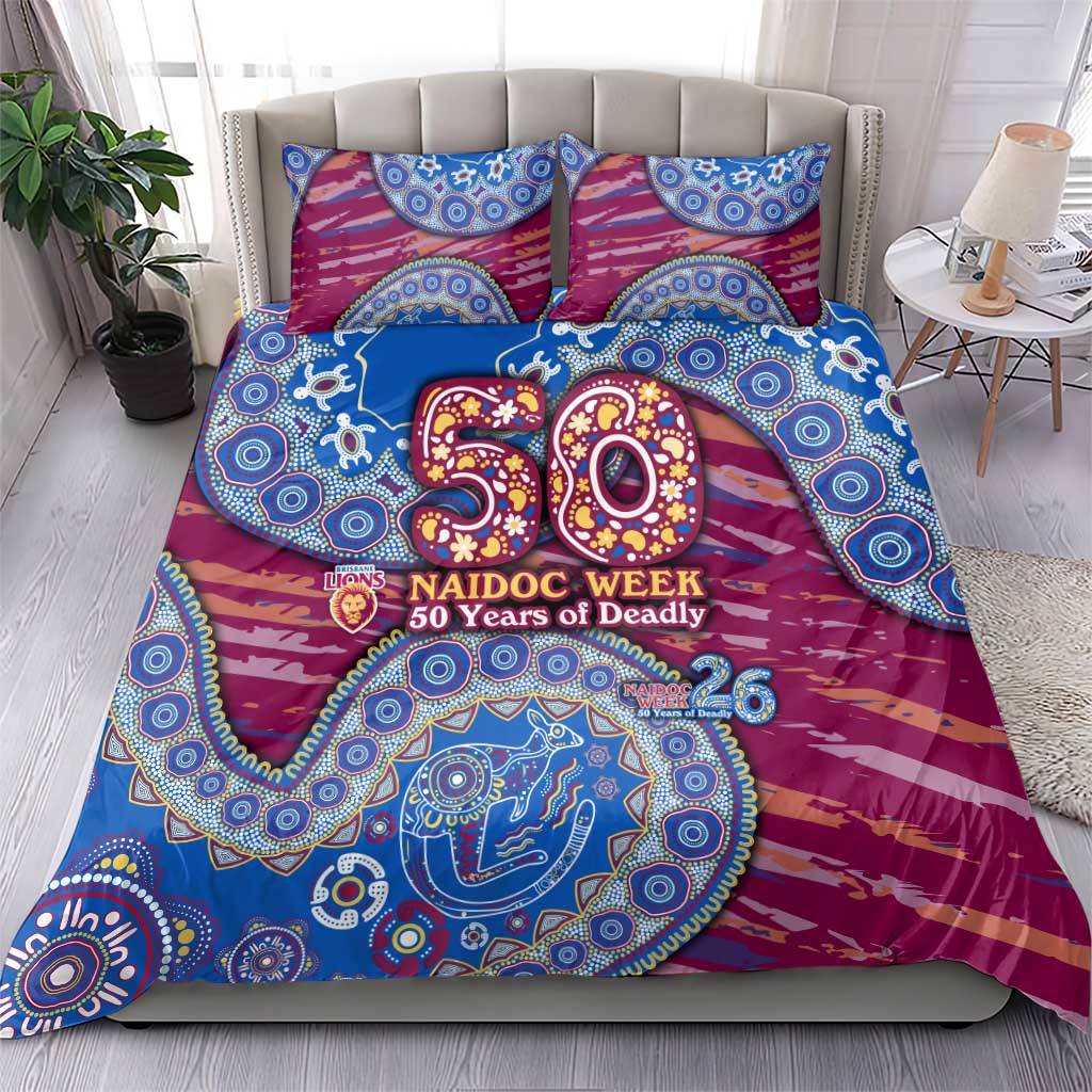 Brisbane Lions NAIDOC Week 2026 Bedding Set Australian Aboriginal Dot Art Dreamtime Pattern Style