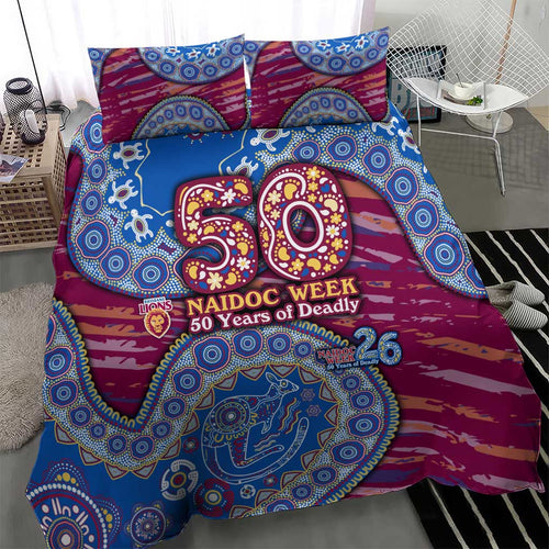 Brisbane Lions NAIDOC Week 2026 Bedding Set Australian Aboriginal Dot Art Dreamtime Pattern Style