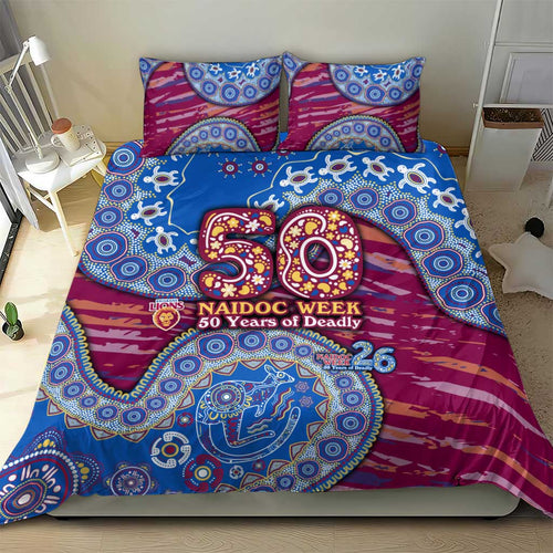 Brisbane Lions NAIDOC Week 2026 Bedding Set Australian Aboriginal Dot Art Dreamtime Pattern Style