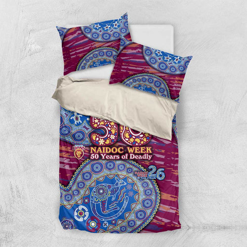 Brisbane Lions NAIDOC Week 2026 Bedding Set Australian Aboriginal Dot Art Dreamtime Pattern Style
