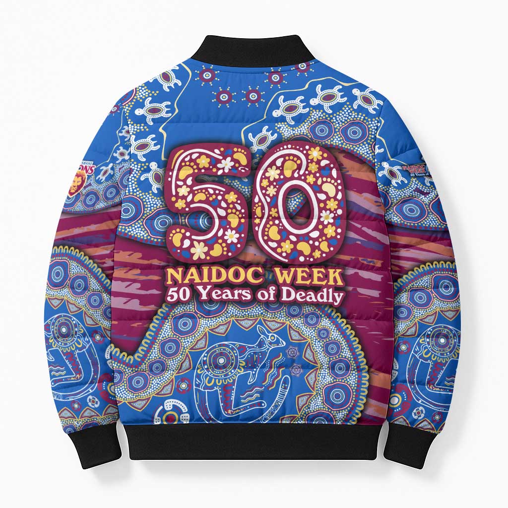 Brisbane Lions NAIDOC Week 2026 Bomber Puffer Jacket Australian Aboriginal Dot Art Dreamtime Pattern Style