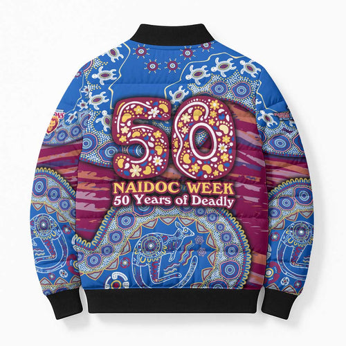 Brisbane Lions NAIDOC Week 2026 Bomber Puffer Jacket Australian Aboriginal Dot Art Dreamtime Pattern Style