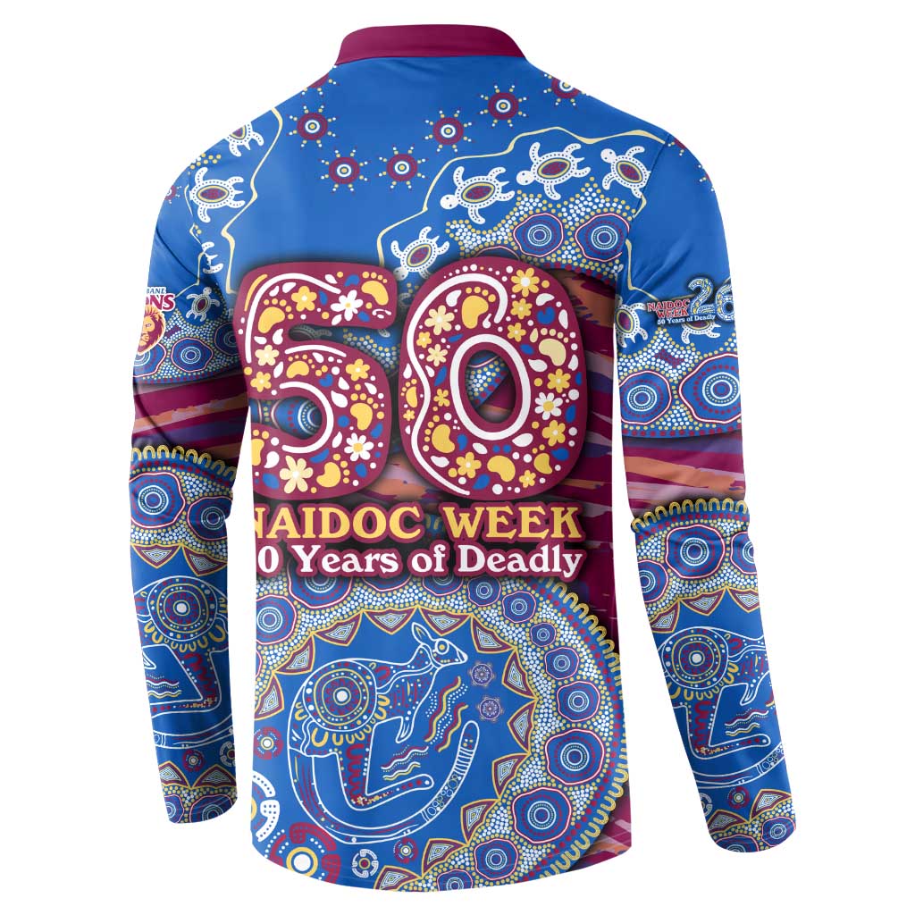 Brisbane Lions NAIDOC Week 2026 Button Sweatshirt Australian Aboriginal Dot Art Dreamtime Pattern Style