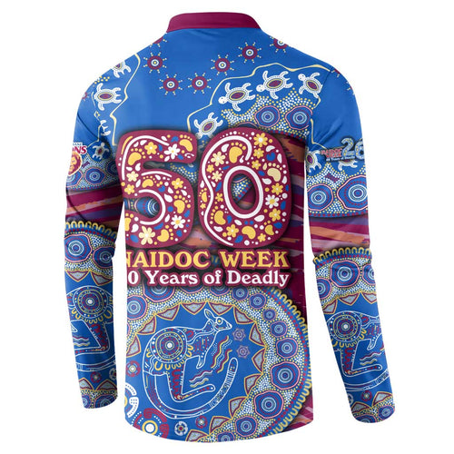 Brisbane Lions NAIDOC Week 2026 Button Sweatshirt Australian Aboriginal Dot Art Dreamtime Pattern Style