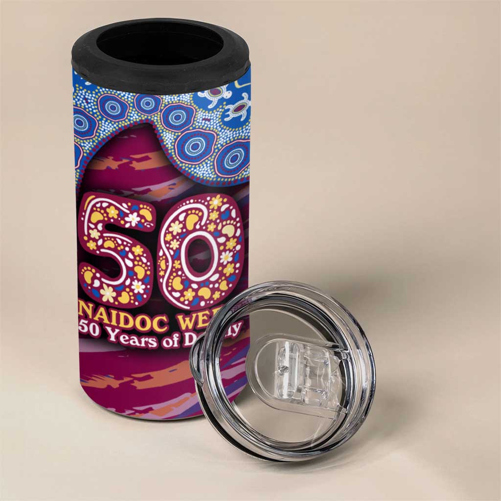 Brisbane Lions NAIDOC Week 2026 4 in 1 Can Cooler Tumbler Australian Aboriginal Dot Art Dreamtime Pattern Style