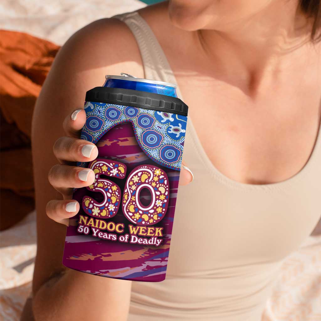 Brisbane Lions NAIDOC Week 2026 4 in 1 Can Cooler Tumbler Australian Aboriginal Dot Art Dreamtime Pattern Style