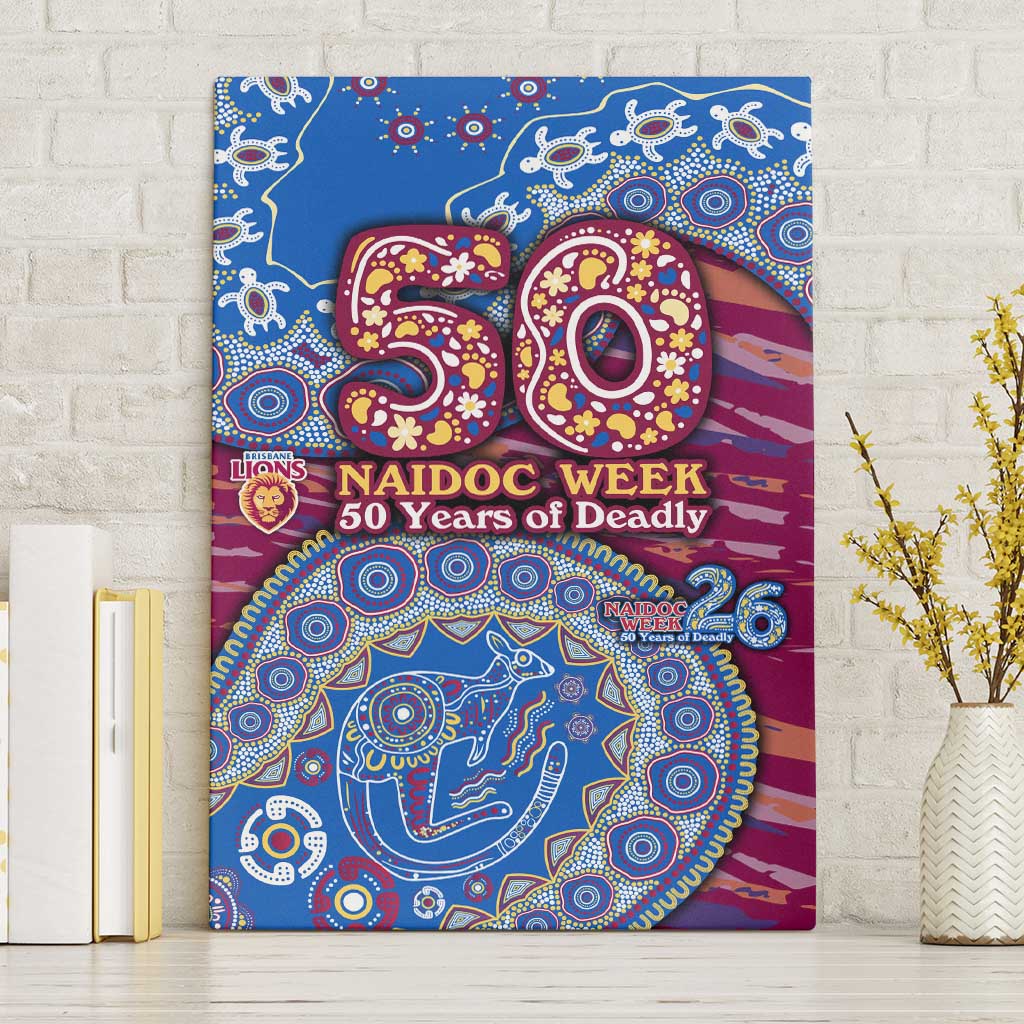 Brisbane Lions NAIDOC Week 2026 Canvas Wall Art Australian Aboriginal Dot Art Dreamtime Pattern Style