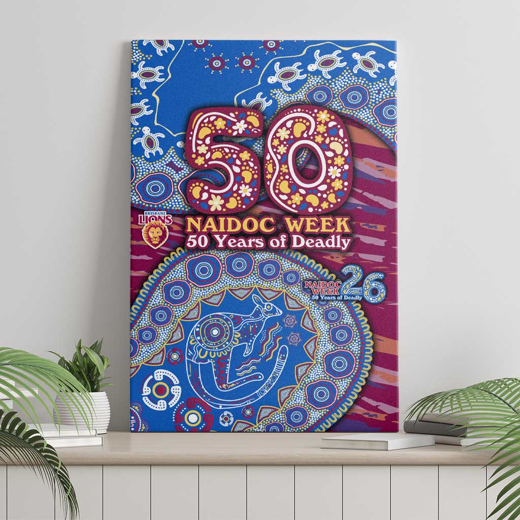 Brisbane Lions NAIDOC Week 2026 Canvas Wall Art Australian Aboriginal Dot Art Dreamtime Pattern Style